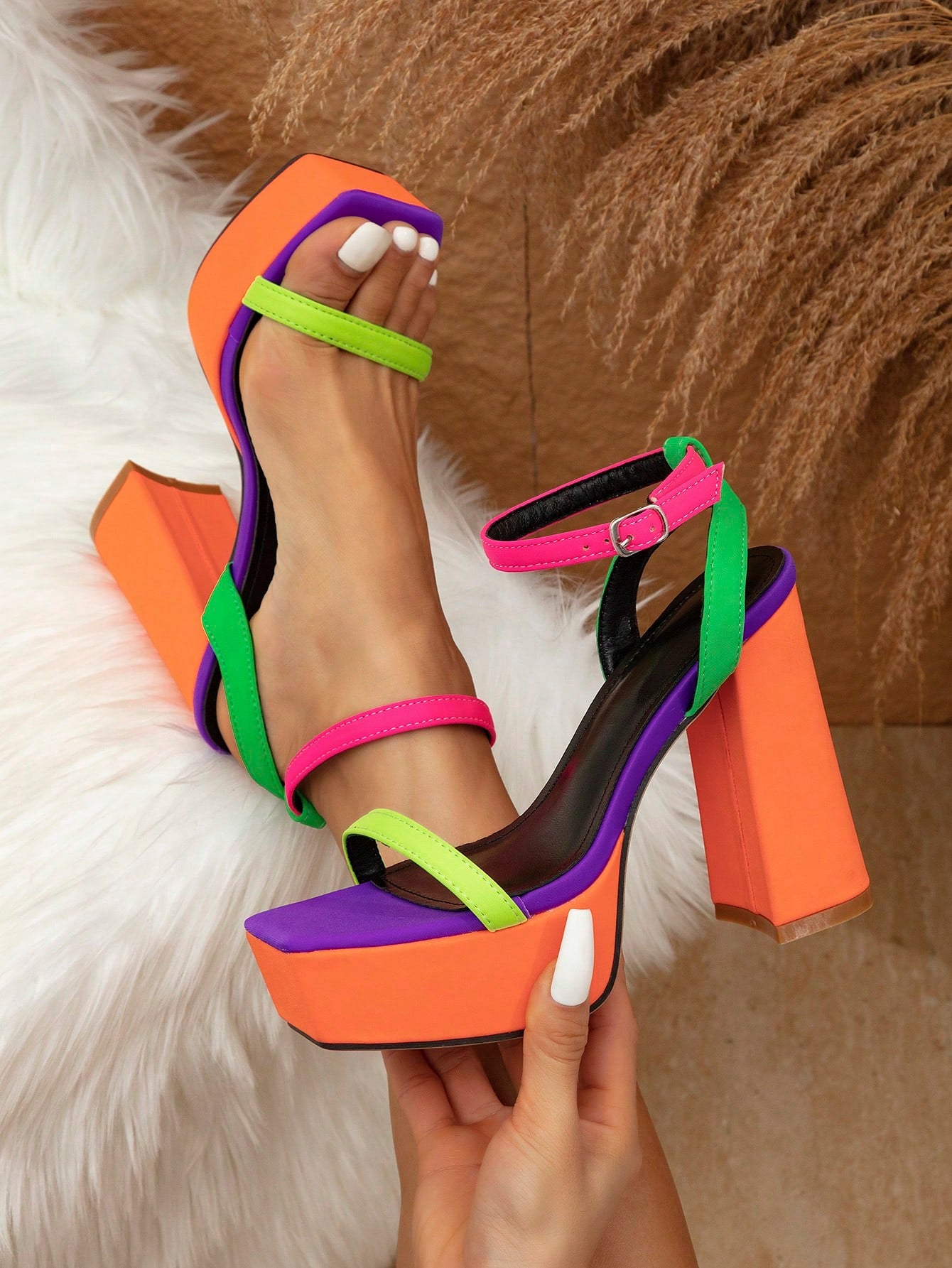 Amelie Color Block Heels