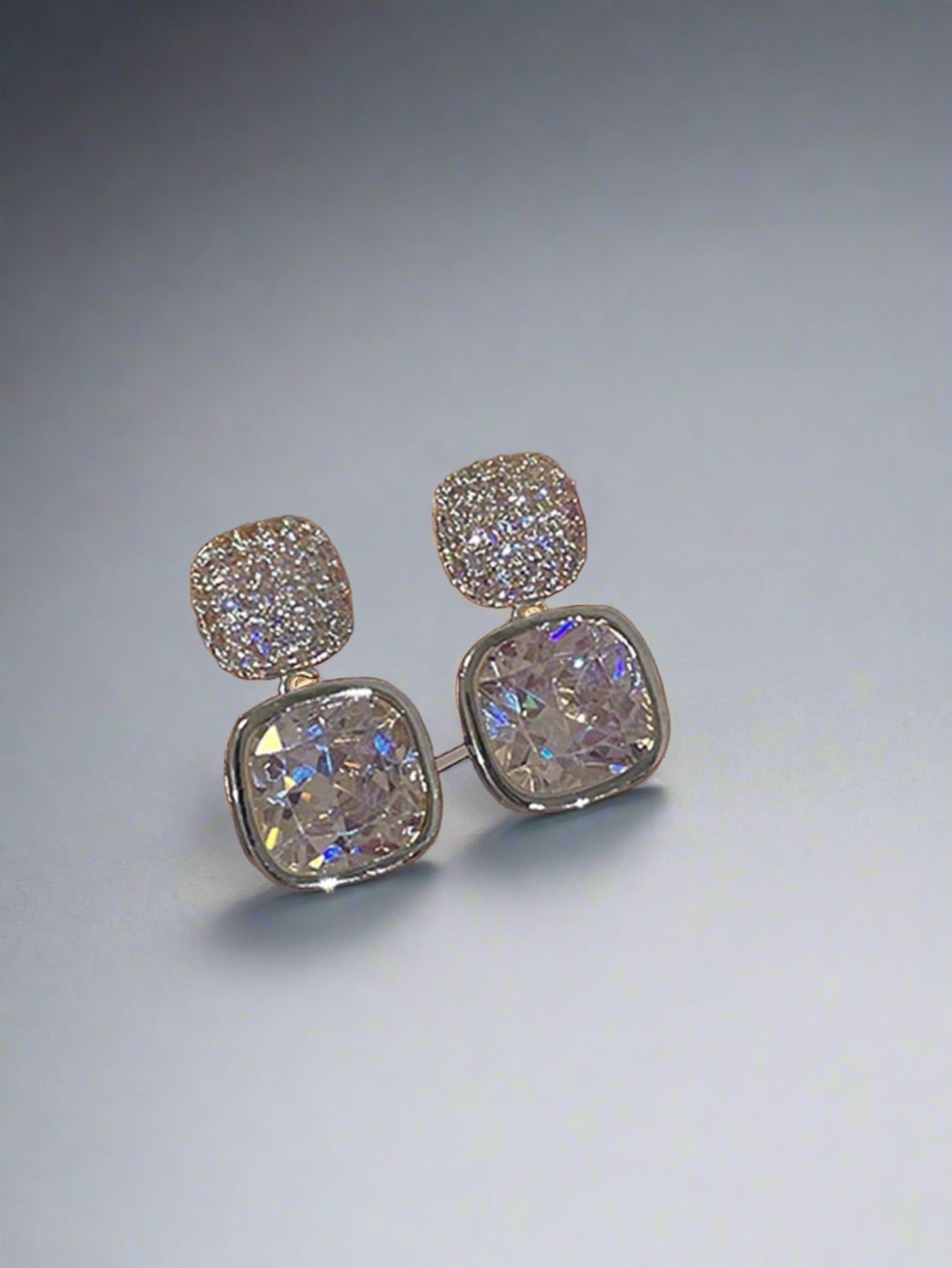 "Simple Showstoppers" Vintage Purple Rhinestone Geometric Earrings