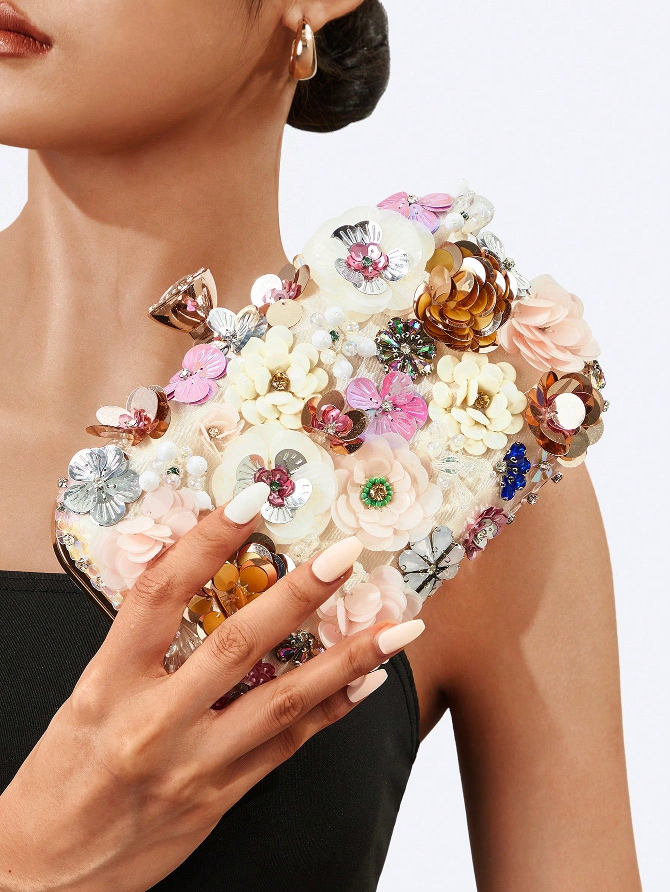 Taylor Rhinestone Mini Beaded Floral Clutch