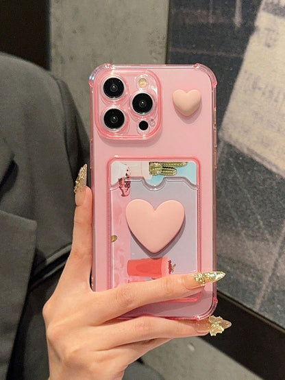 "Kiss Me Twice" Sliding Heart Sticker Picture Frame iPhone Card Holder