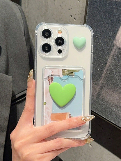 "Kiss Me Twice" Sliding Heart Sticker Picture Frame iPhone Card Holder