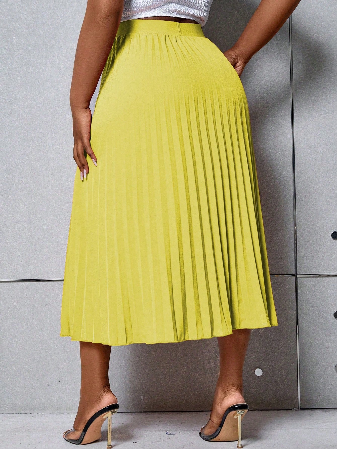 Harmony Orange Pleated Skirt