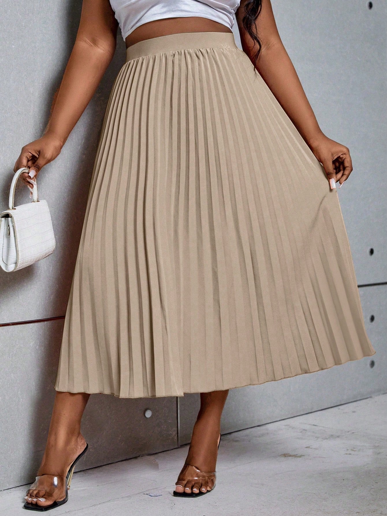 Harmony Orange Pleated Skirt