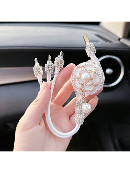 Diamond Inlaid Car Charger, Multi-Port Phone Data Cable