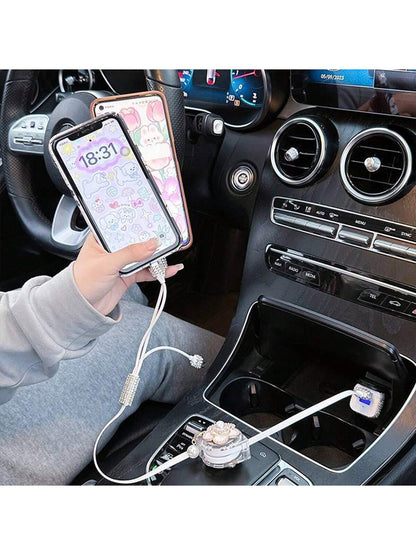 Diamond Inlaid Car Charger, Multi-Port Phone Data Cable