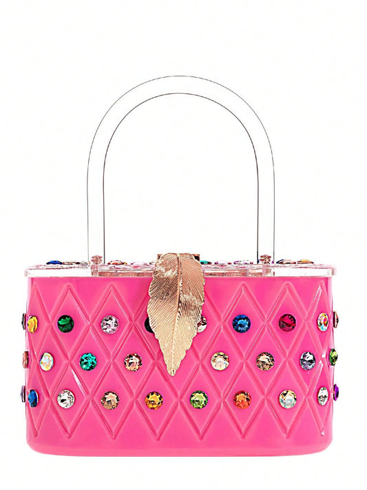 Trinity Pink Rainbow Crystal Acrylic Box Handbag