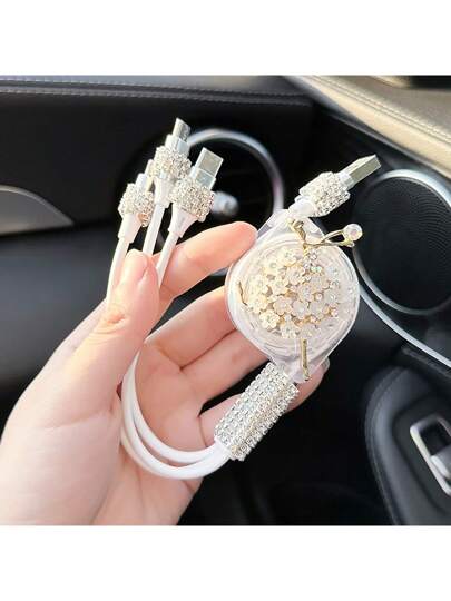 Diamond Inlaid Car Charger, Multi-Port Phone Data Cable