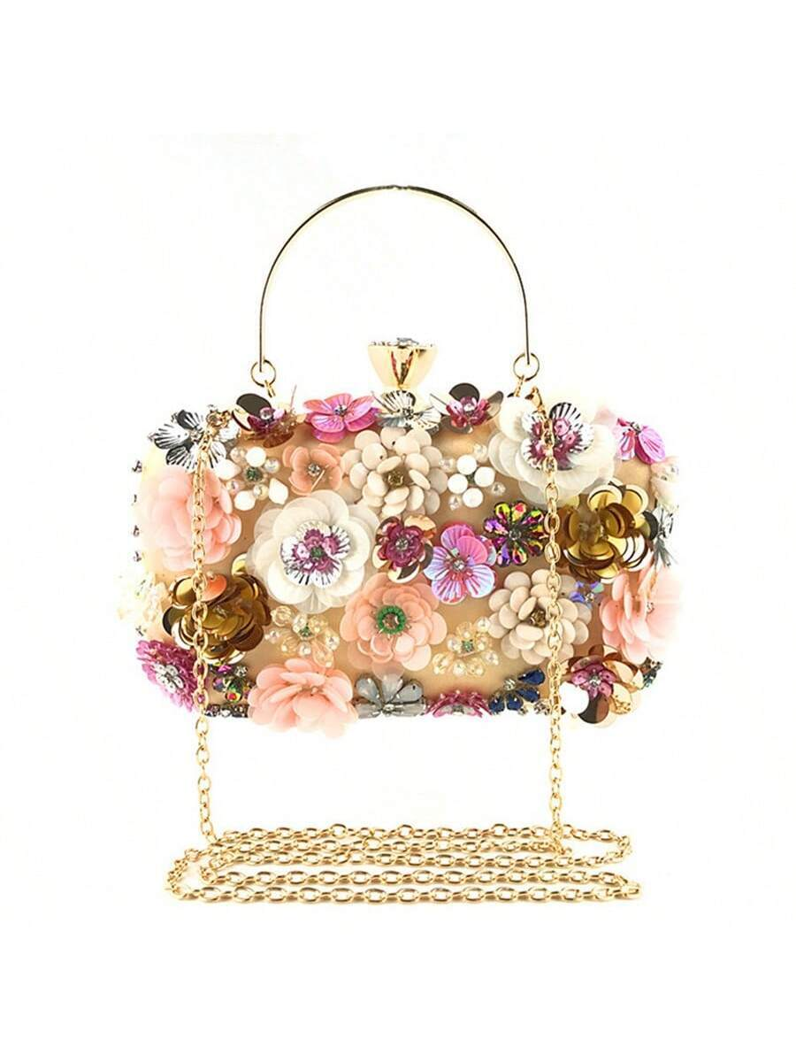 Sybil Handmade Flower Beaded Clutch Bag Shoulder Bag