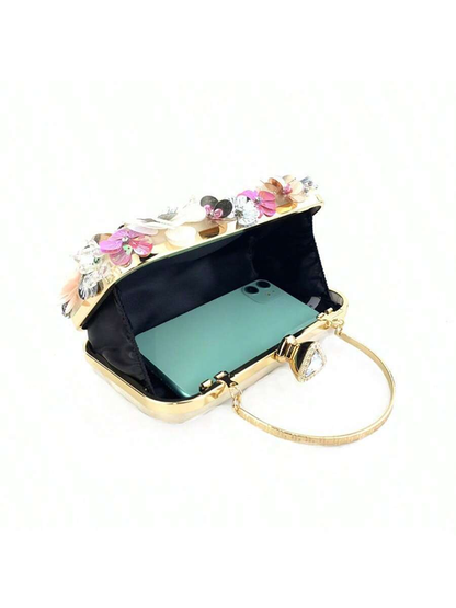 Sybil Handmade Flower Beaded Clutch Bag Shoulder Bag