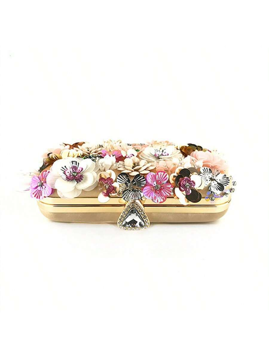 Sybil Handmade Flower Beaded Clutch Bag Shoulder Bag