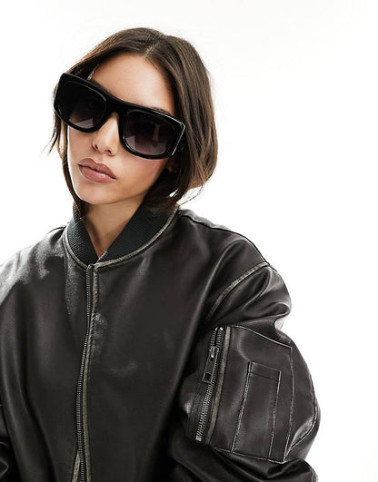 "Cool Chill Vibes" Quay x Guizio Oversized Square Sunglasses in black