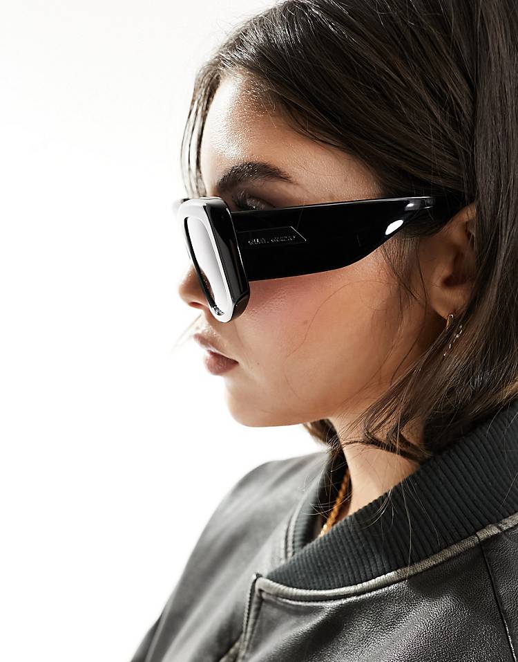 "Cool Chill Vibes" Quay x Guizio Oversized Square Sunglasses in black