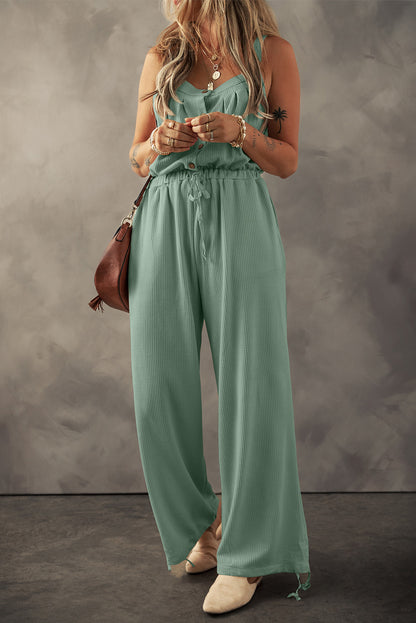 Roxie Drawstring Wide Strap Wide Leg Overalls