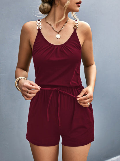 Sadee Scoop Neck Romper with Pockets