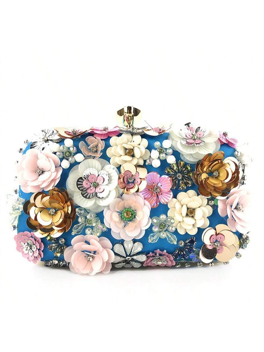 Sybil Handmade Flower Beaded Clutch Bag Shoulder Bag