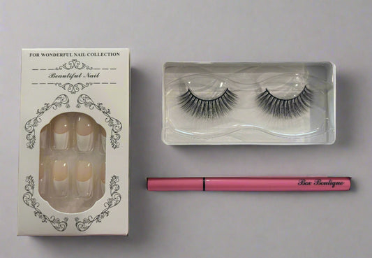 "Queen to You" Classy Faux Mink Eyelash & Press-on Nails Set - Hypoallergenic
