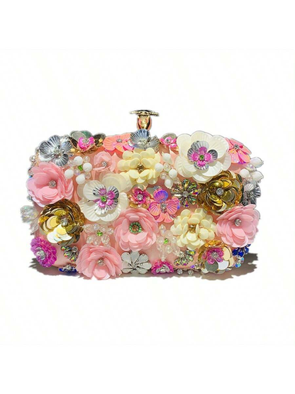 Sybil Handmade Flower Beaded Clutch Bag Shoulder Bag