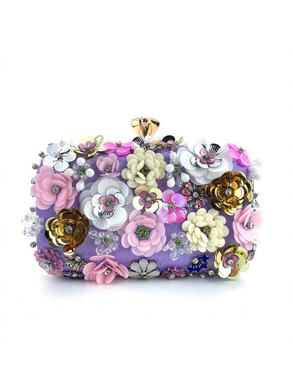 Sybil Handmade Flower Beaded Clutch Bag Shoulder Bag