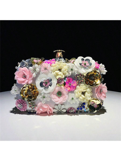 Sybil Handmade Flower Beaded Clutch Bag Shoulder Bag