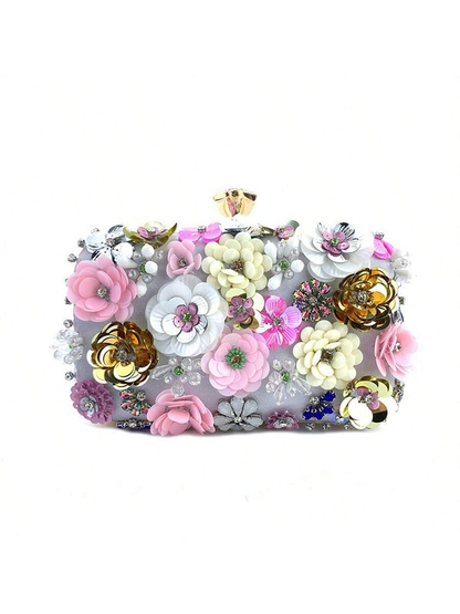 Sybil Handmade Flower Beaded Clutch Bag Shoulder Bag