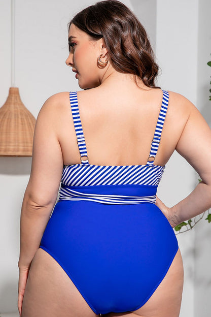 Yenel Plus Striped Tie-Waist Swimsuit