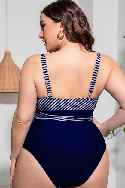 Yenel Plus Striped Tie-Waist Swimsuit