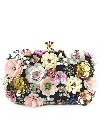 Sybil Handmade Flower Beaded Clutch Bag Shoulder Bag