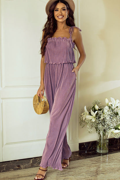 Jacquelyn Purple Tie Spaghetti Strap Jumpsuit