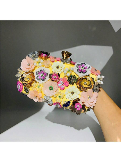 Sybil Handmade Flower Beaded Clutch Bag Shoulder Bag