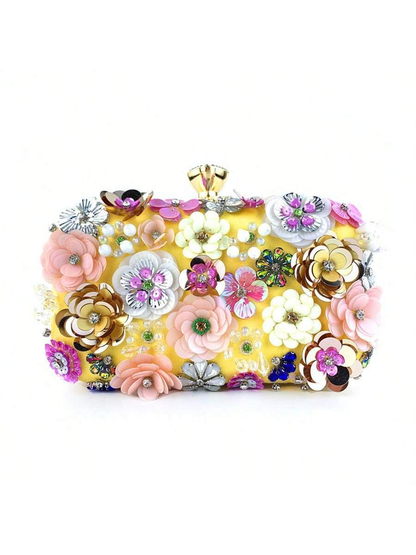 Sybil Handmade Flower Beaded Clutch Bag Shoulder Bag